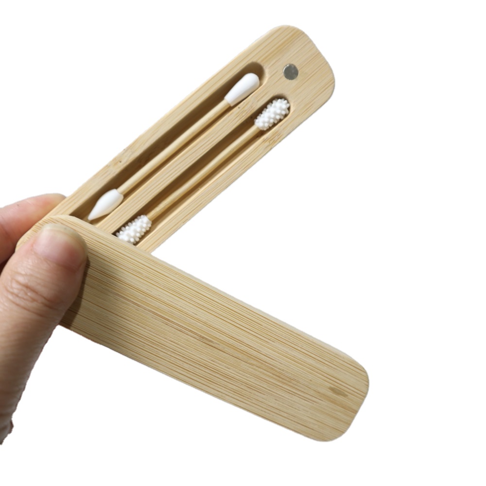 Многоразовые силиконовые ватные палочки Qtips в БАМБУКОВОМ корпусе