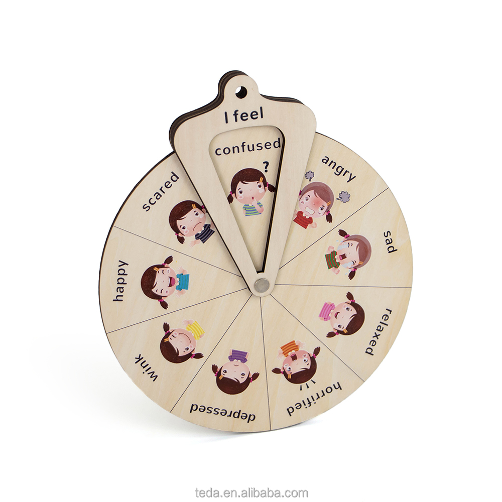 Other educational Montessori toys emotion Feeling Chart wheels wooden educational toys for kids home school game