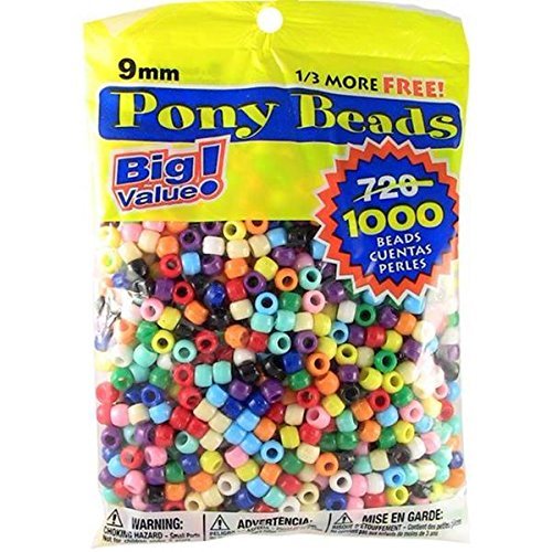 Big Value Plastic 9mm 1000 Piece Opaque Color Pony Beads Seed beads Multicolor