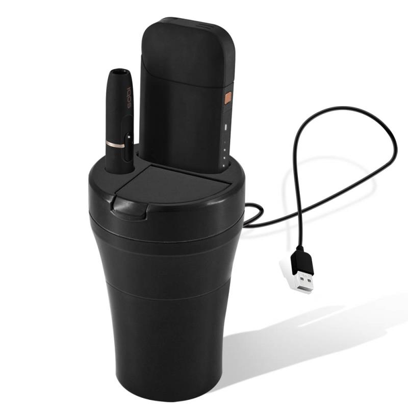 Высококачественная пепельница TinaAudio из АБС и алюминия с USB-кабелем, автомобильное зарядное устройство для использования с IQOS