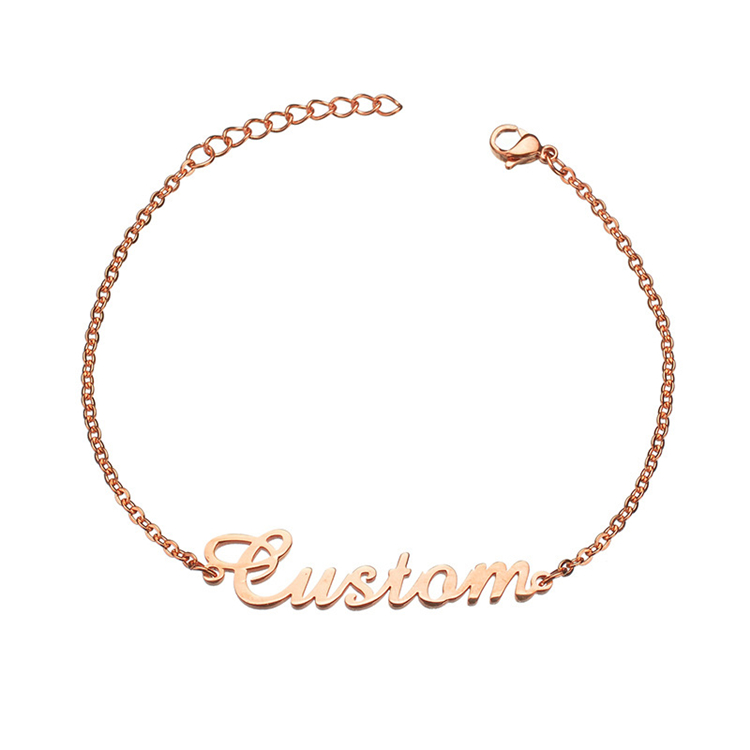 High Quality Stainless Steel Personalized Jewelry 18k Gold Custom Name Plate Bracelet
