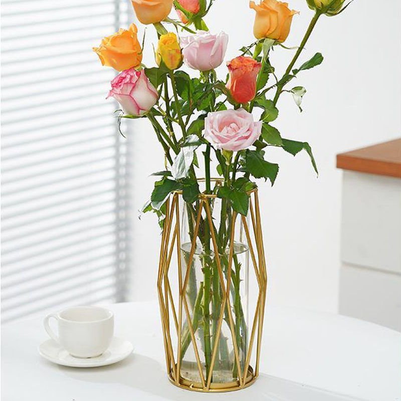 Diamond Shape Wedding Living Room Dining Table Decoration Metal Wire Wrought Iron Flower Holder Pot Vase