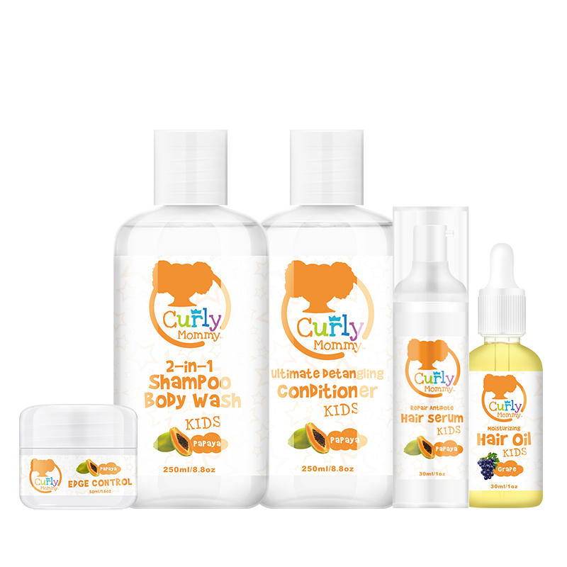 Curlymommy метка частного назначения Sultfate Бесплатная Органические детские набор по уходу за волосами