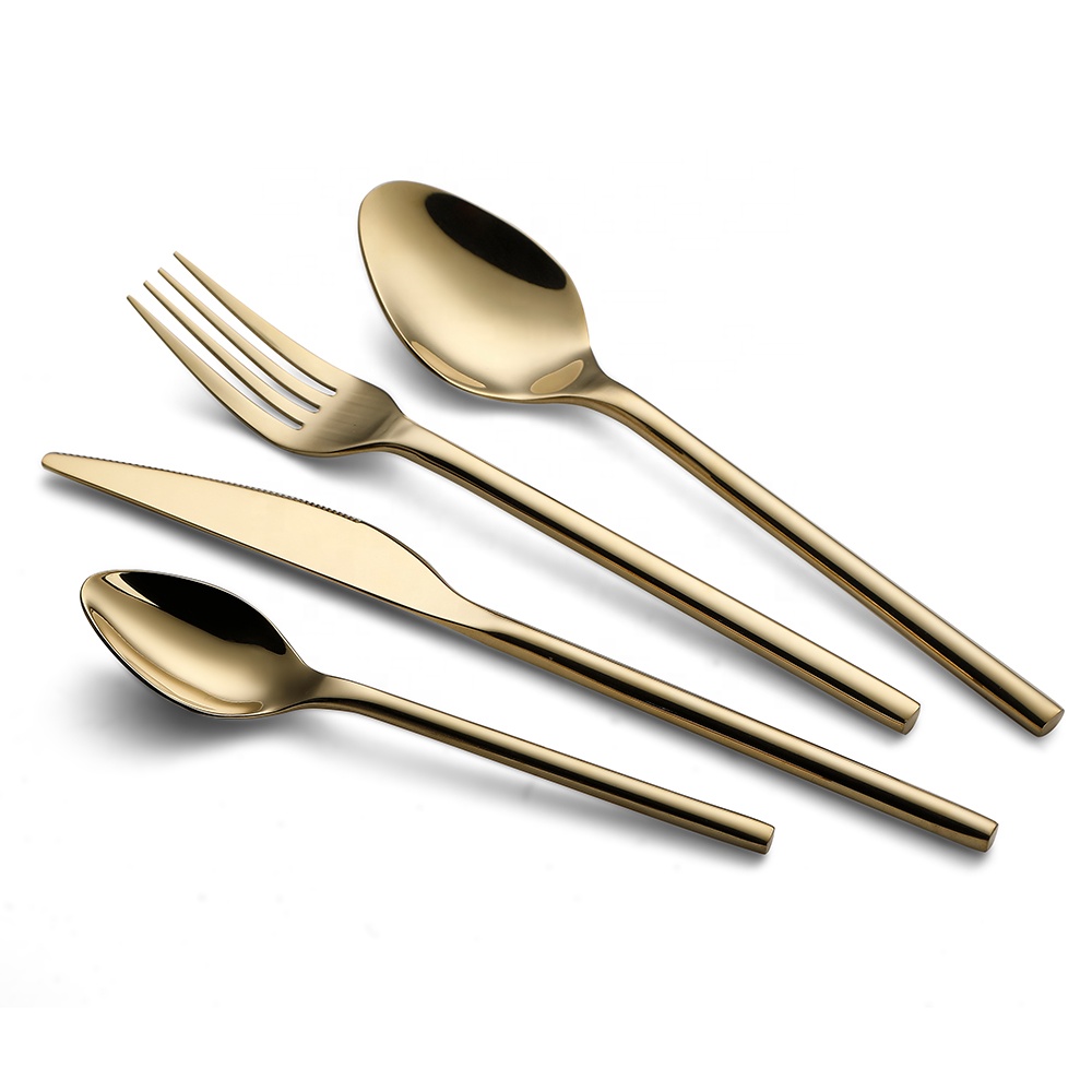 WUJO China bulk wholesale manufacturer luxury eco wedding flatware plated gold cutlery set