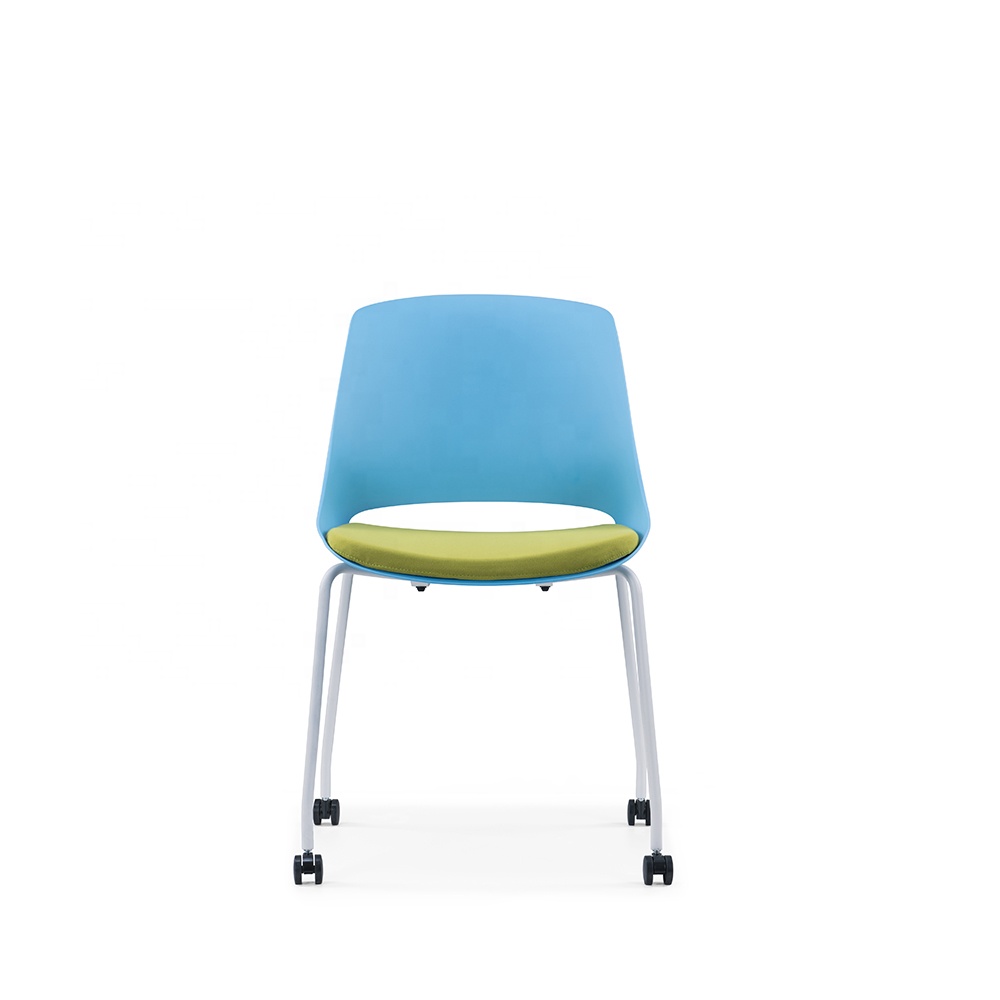 Modern white training armless Study Laminate Top Steel Style School Office Furniture Colorful office meeting conference chair