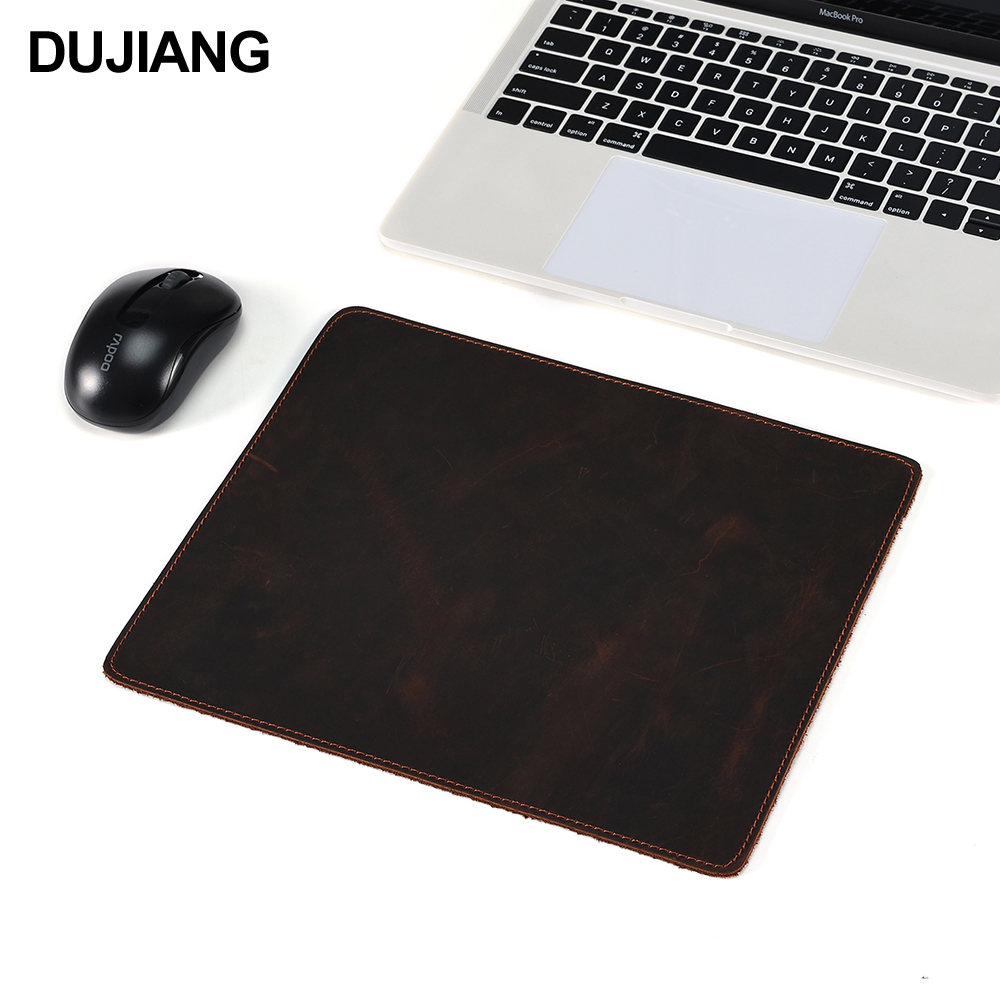 DUJIANG Пользовательский логотип ручной работы натуральная кожа нескользящий игровой коврик для мыши Настольный коврик кожаные коврики для мыши для работы офиса