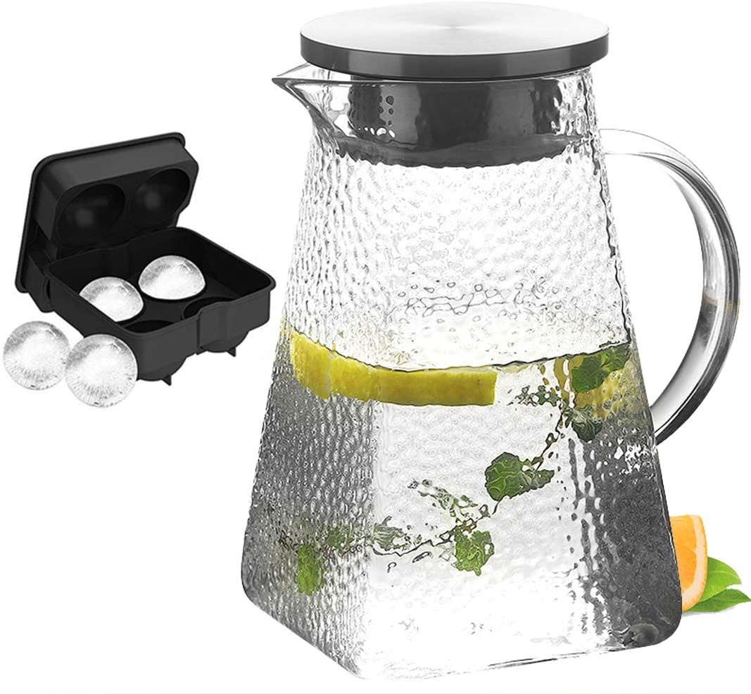 Стеклянный кувшин Pyrex с ситечком из нержавеющей стали, крышка для сока и холодного чая, банка для горячей или холодной воды 1800 мл