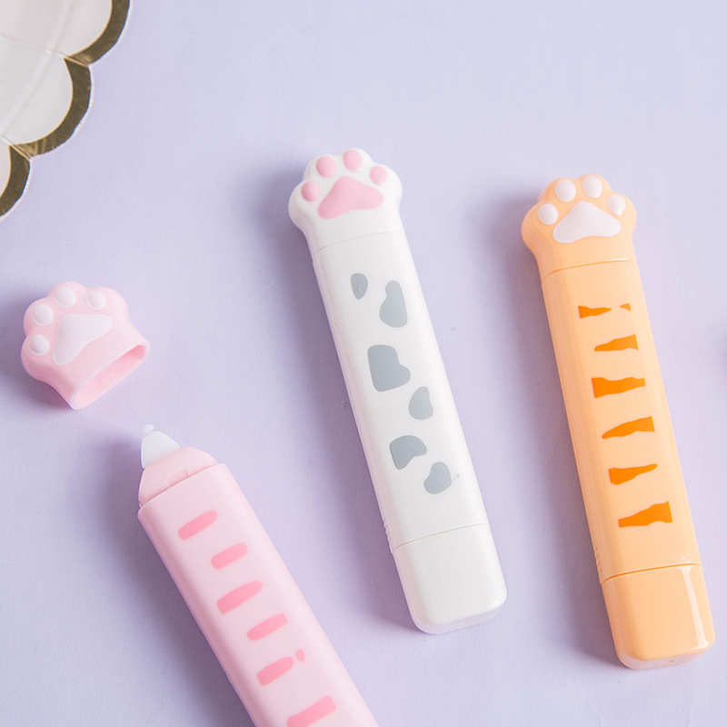 2 in1 подарок канцелярский клей лента ролик студент Kawaii три цвета в виде кошачьей лапки, портативный милый коррекционная лента