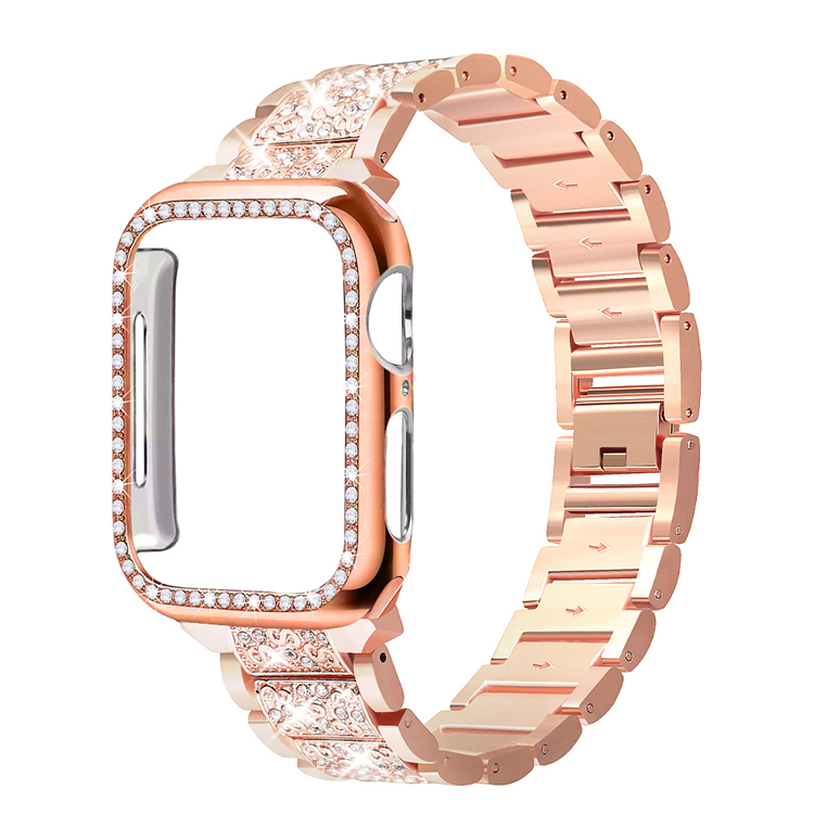 Для Apple Watch Band с чехлом, для iwatch Series 5 4 3 2 1 браслет из нержавеющей стали с бриллиантами