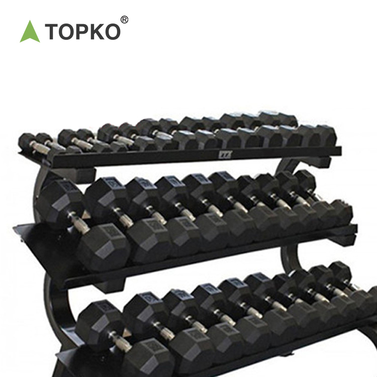 TOPKO High Quality Dumbbell Set Rack Household Gym 3 Tier Dumbbell Storage Dumbbell Rack