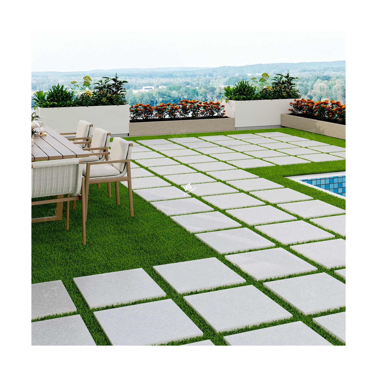 Garden Backyard 20mm Anti Slip Patio Stone Porcelain Floor Tiles For Outdoor
