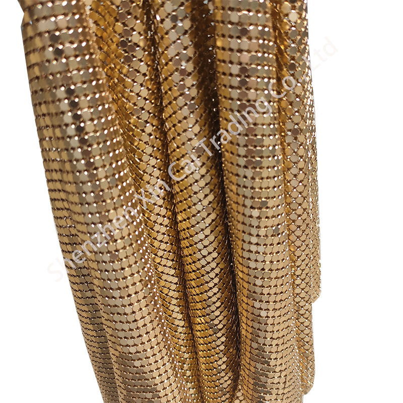 Sparkly Silver Gold Metal Sequin Mesh Fabric for Clothing Making