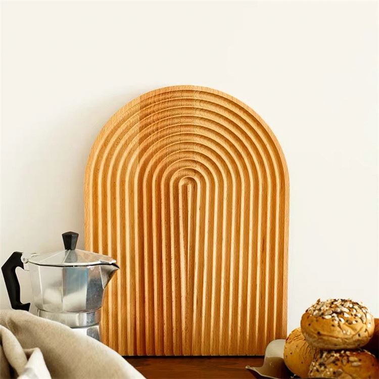 Nordic style solid wood geometric dining breadboard shelf fruit swirl board kitchen table decoration beech wooden cutting board