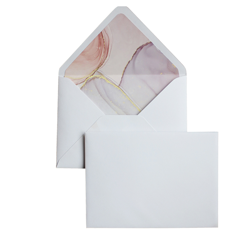 Simple 14*19cm white texture wedding business watercolor lined invitation envelope