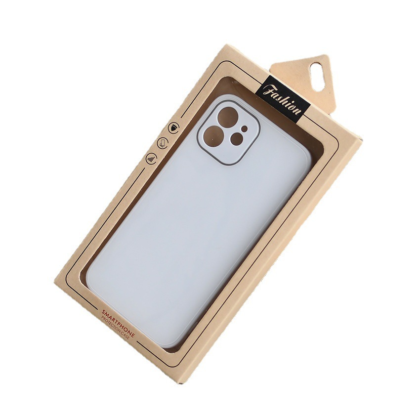 GMI Mobile Phone Case Protective Shell Box With Hook Paper Bottom Case And PVC Top Cover Packaging Carton With Hanger