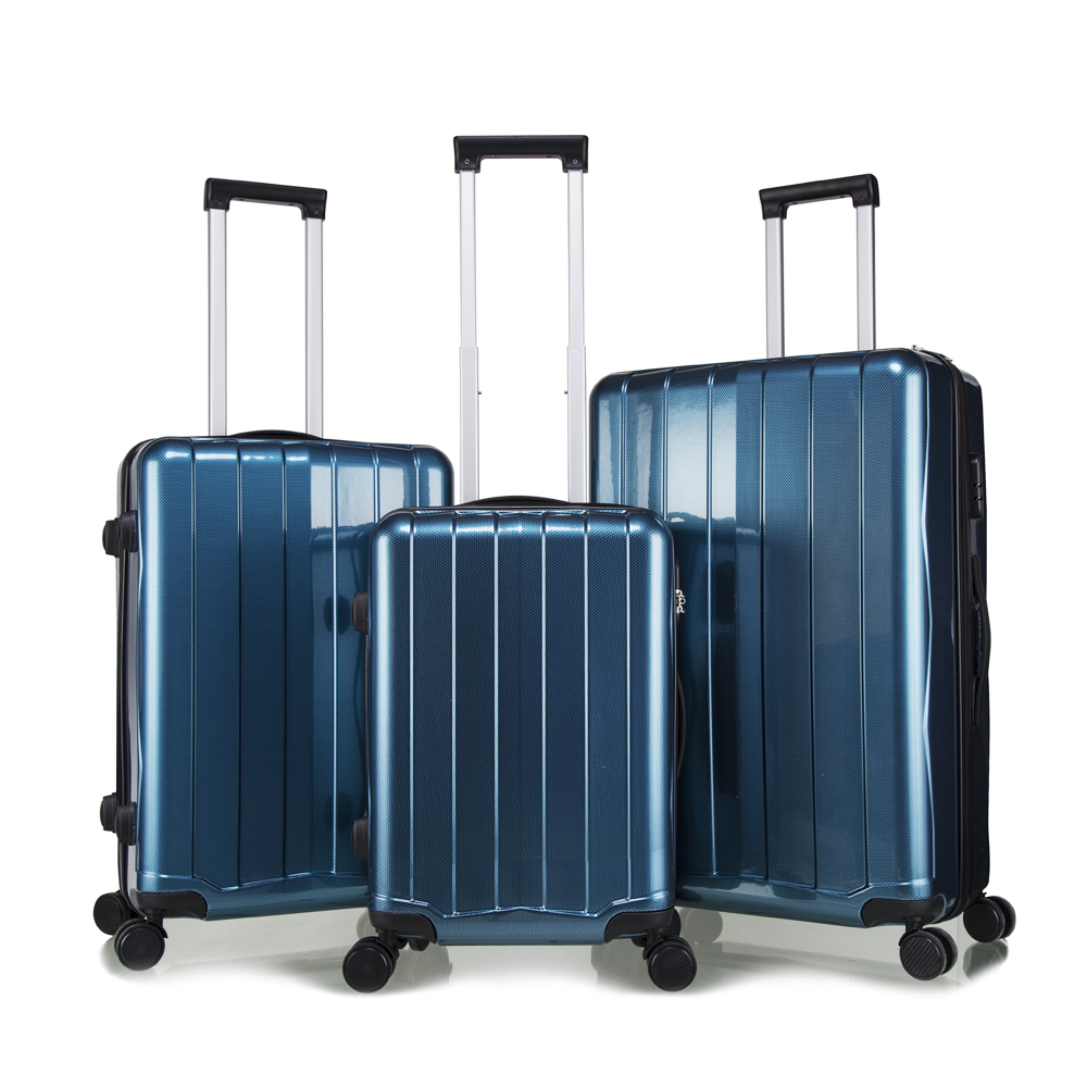 Hard case PVC 3 piece 4 wheels spinner suitcase travel luggage bags carry-on luggage