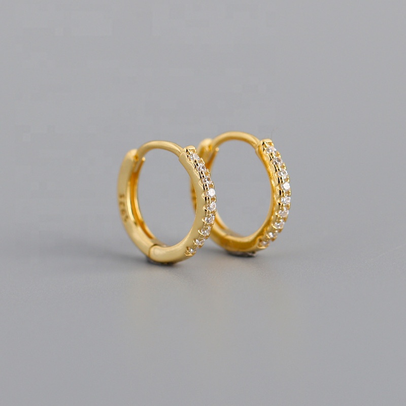 CLARMER 2021 Fashion new design s925 sterling round circle Micro insert zircon gold silver plated hoop earring for woman