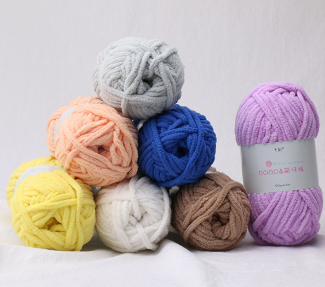 Charmkey Yarn crafts multi color Crochet Hand Knitting 100% polyester chenille yarn