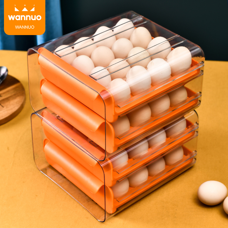 Wannuo Fashion Egg Boxes Plastic PET Transparent Egg Container Double Layer kitchen Containers Egg Organizers