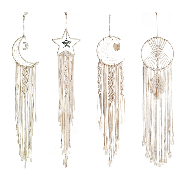 Moon And Star Macrame Tapestry Wall Boho Decor Leaf Macrame Wall Hanging Room Decoration Farmhouse Dorm Room Decor Gift