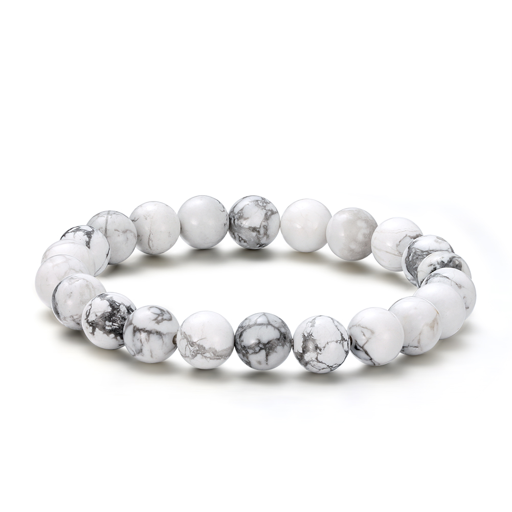 Растягивающийся браслет RINNTIN GMB36 7,5 дюйма 8 мм, каменные бусины Howlite, оптовая продажа ювелирных изделий