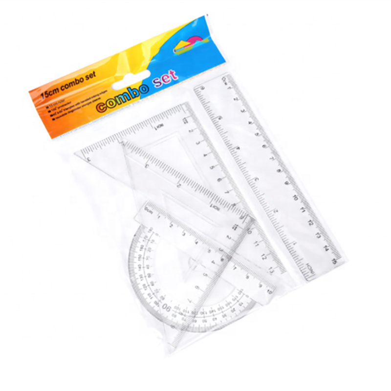 Promotional Multi Size Plastic Ruler Set Student Maths Geometry Squares Triangle Rulers Protractor for School