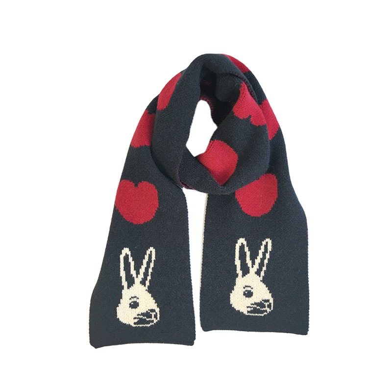 Winter Wool Knitted Scarf Women Autumn Winter Christmas Rabbit Shawl Bib Girls Cold Weather Thick Warm Soft Scarf