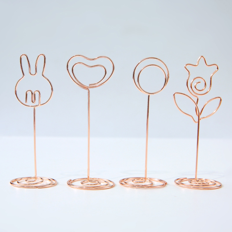 1 Pc Cute Creative Metal Gold Message Folder Note Desktop Decoration Business Card Photo Clip