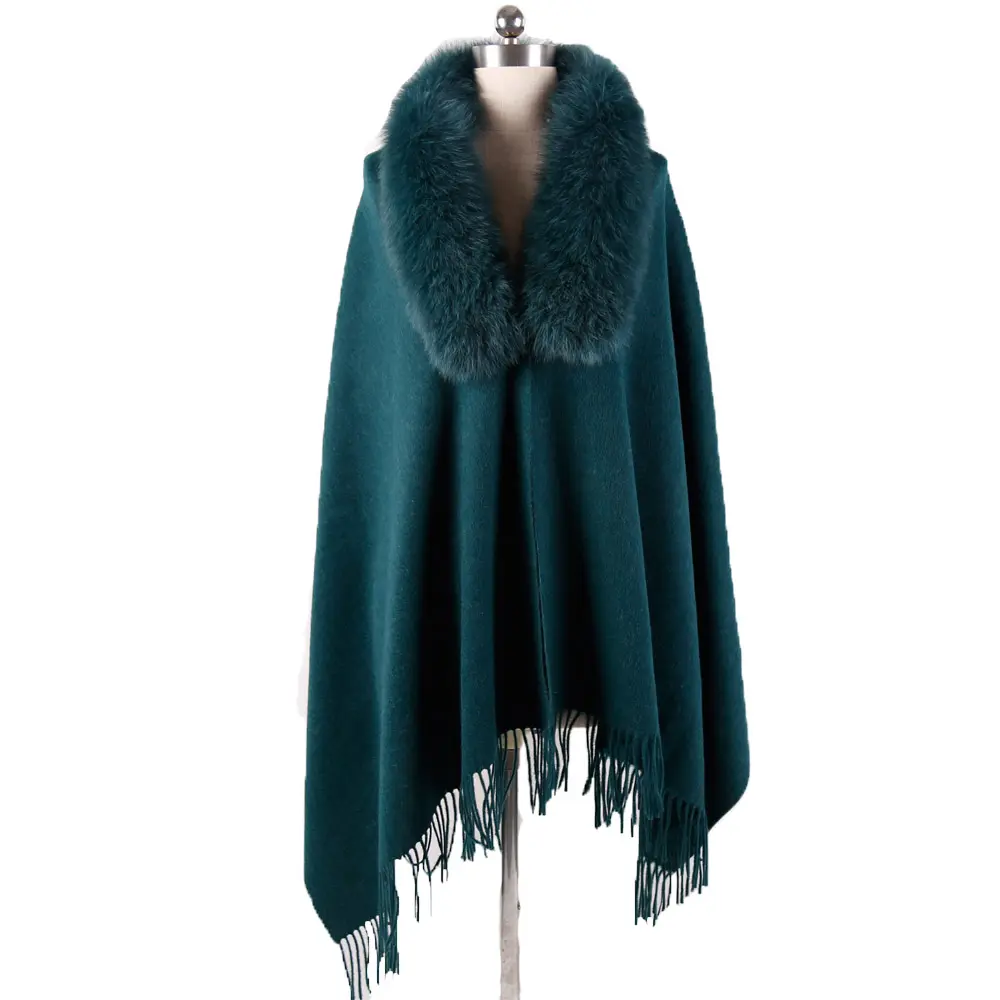 Супермягкая Высококачественная Зимняя шерстяная кашемировая шаль с вышивкой, Женская шаль из лисьего меха с кисточками