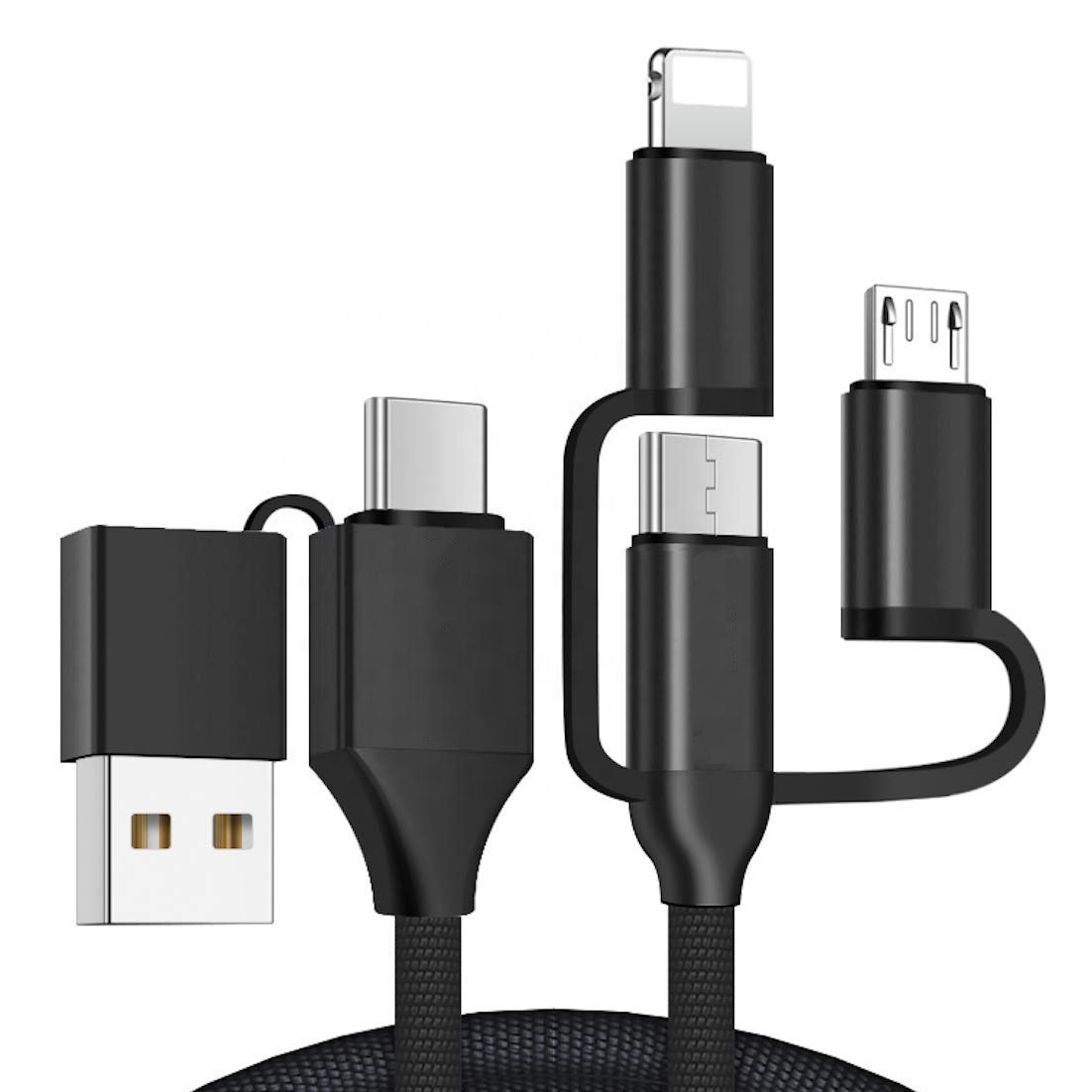 2020 новый 5 в 1 х/б usb-кабель для быстрой зарядки QC3.0 кабель для передачи данных с зарядный кабель с Micro USB и 8-контактный разъем