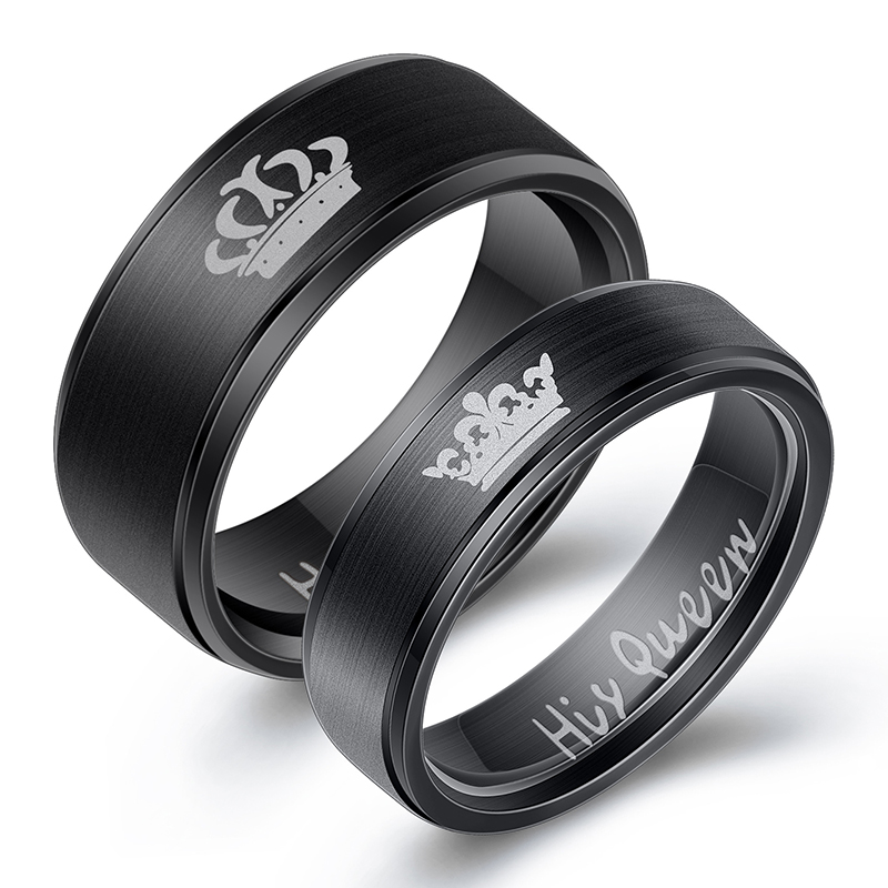 2 шт./комплект, кольца из нержавеющей стали с надписью «His Queen Her King»