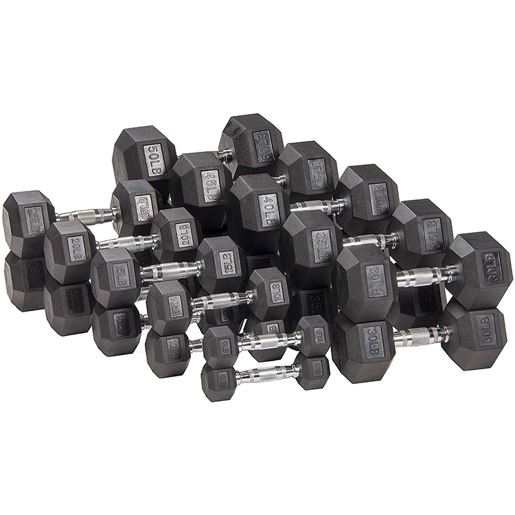 wholesale cheap rubber hex dumbbells combination exercise dumbbell free weights set