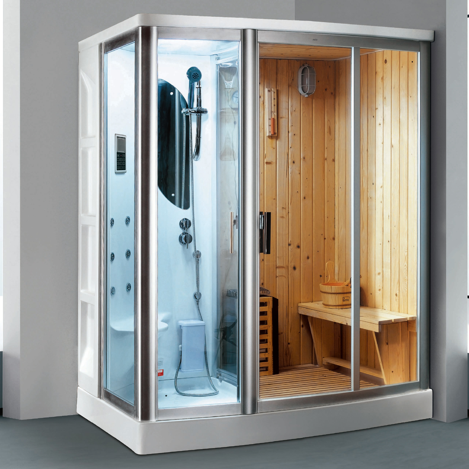 computerized steam bathroom  aqua jetted tub shower combo  steam bath tub