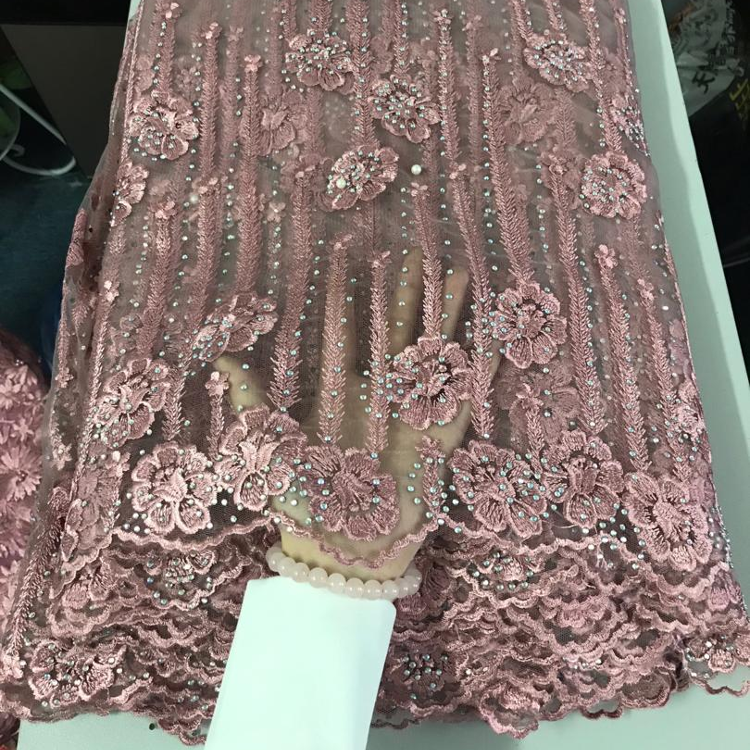 Французская сетчатая кружевная ткань с луком и камнями, ткань для платья с вышивкой и цветочным кружевом для вечеринки, быстрая доставка