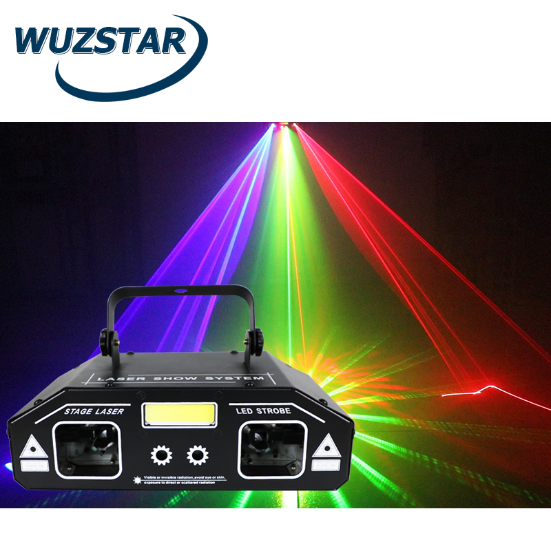 Лазерные стробоскопические огни WUZSTAR 3 в 1, проектор для диджея, вечеринки, голосовое управление, шоу, KTV бар, сценический лазерный эффект, освещение для дискотеки, вечеринки, освещение