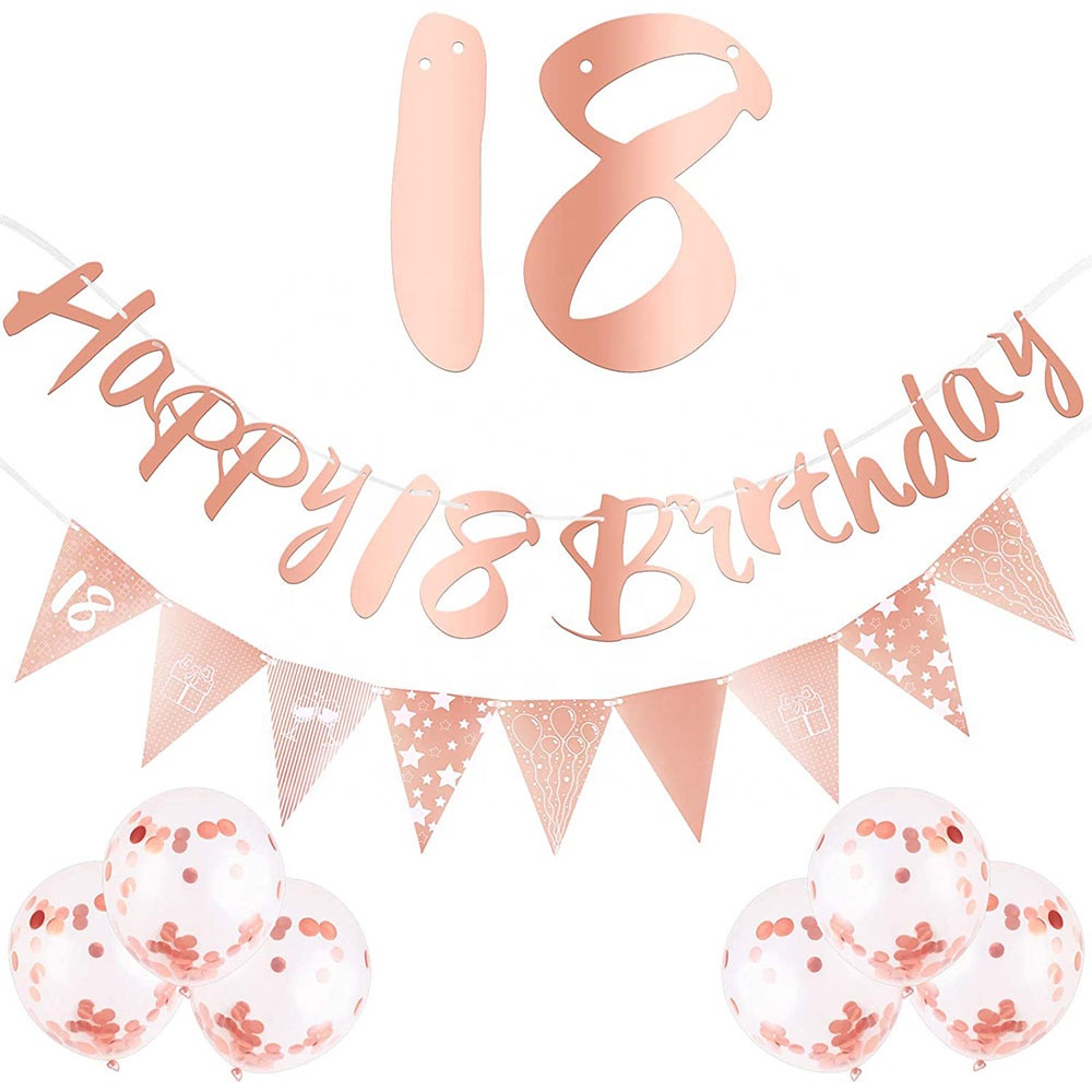 Happy 18th 40th 50th Birthday Banner Bunting Flags Glitter Birthday Anniversary for Party Decoration Birthday Party Supplier