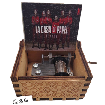 Деревянная мини-музыкальная шкатулка LACASA DE PAPEL с гравировкой