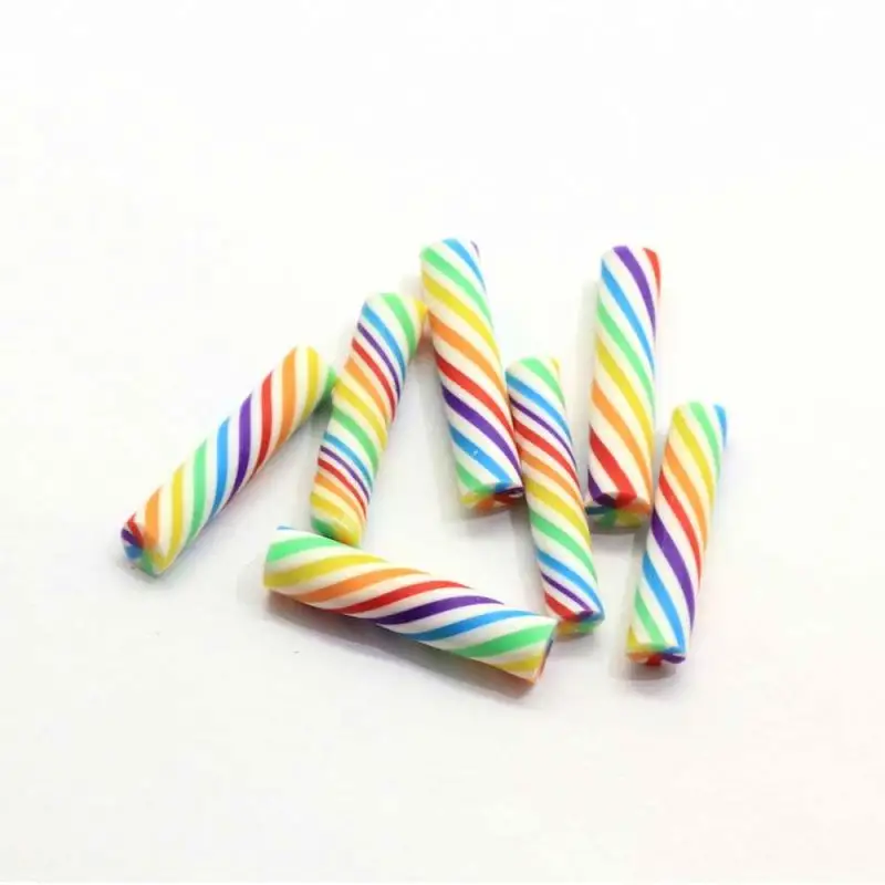 Bulk 100Pcs Rainbow Polymer Clay Candy Twist Canes Handmade Peppermint Swirl Candy Stick Canes For DIY Crafts Slime Accessories