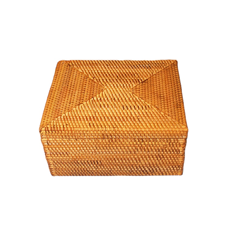 Purely natural Handmade rattan making rectangular storage box with lid wholesale