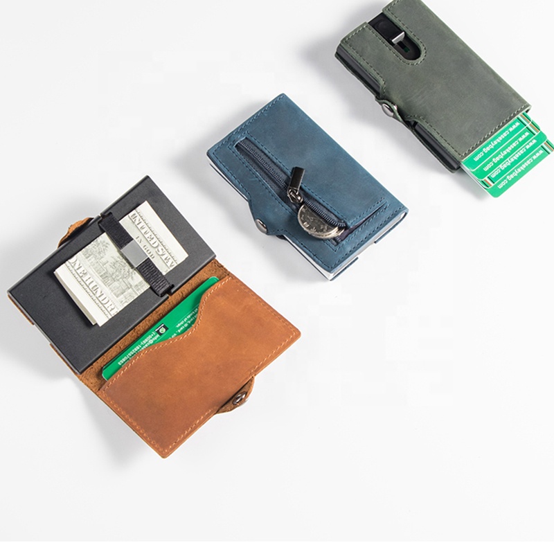 Casekey Винтажный Классический держатель для карт из натуральной коровьей кожи rfid бизнес выдвижной чехол мини умный кожаный кошелек