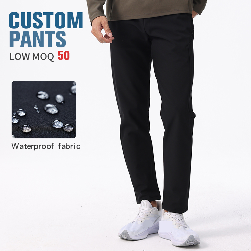Men's Casual Elastic Waist Flat Front Straight Pattern Fleece Pants Outdoor Winter Corduroy with Custom Logo Heavyweight ODM/OEM