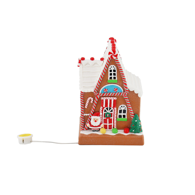 Custom Multicolour Battery-Operated Candy LED Gingerbread House Tabletop Decorations Christmas Ornaments
