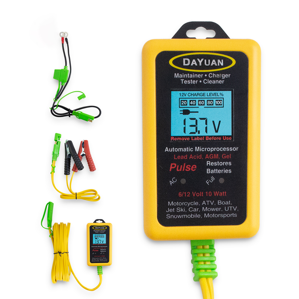 Fully Automatic 750mA 8-Stage 6V/12V LCD Battery Charger And Maintainer