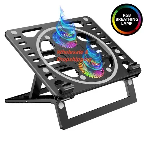 Оптовая продажа, дропшиппинг, игровая охлаждающая подставка RGB для ноутбука с двумя вентиляторами, охлаждающая подставка для ноутбука