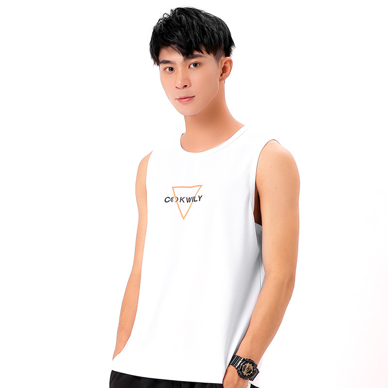 Plastic Raw Materials Sports vest men's fast drying sweat absorbing ice silk sleeveless T-shirt new loose large running fitness