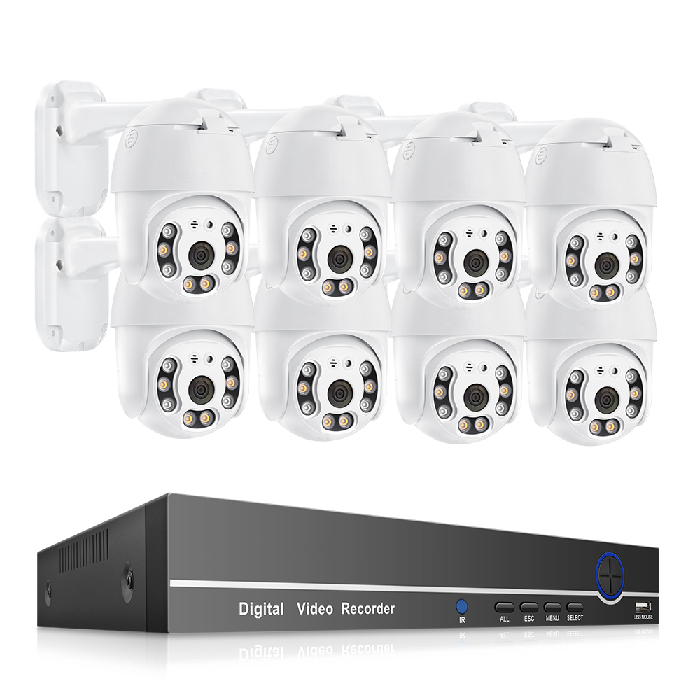 Techage Горячие продукты 8ch 4K 5MP IP POE PTZ купольная камера двухстороннее аудио ИК системы видеонаблюдения Poe Nvr Kit