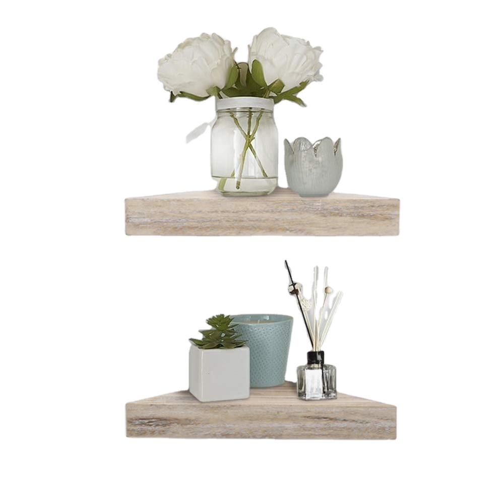 Rustic Wood Corner Wall Shelves, Wall Mounted Floating Corner Shelf for Home Decor
