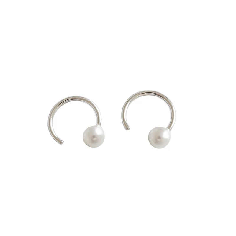 Statement Earrings 925 Sterling Silver Stud Pearl Ear Hook Female Daily Wear