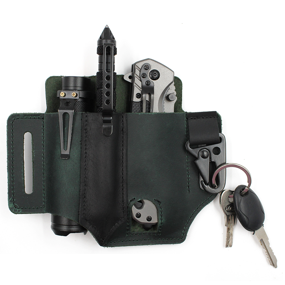 Outdoor Camping Storage Tools EDC Genuine Leather Tool Belt Holster Tooled Leather Knife Sheath