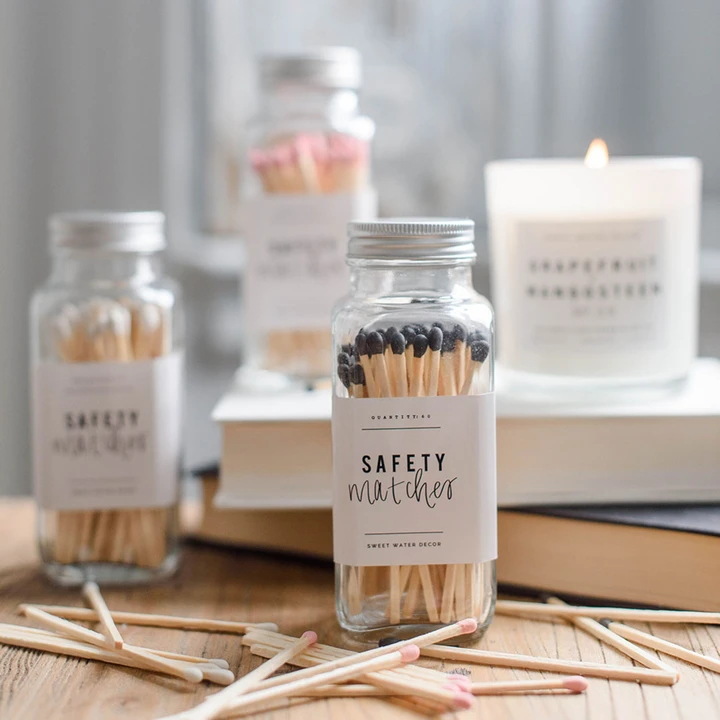 828-2 Wholesale Safety Coloured Matches Survival Candle Matchboxes Jar Lid